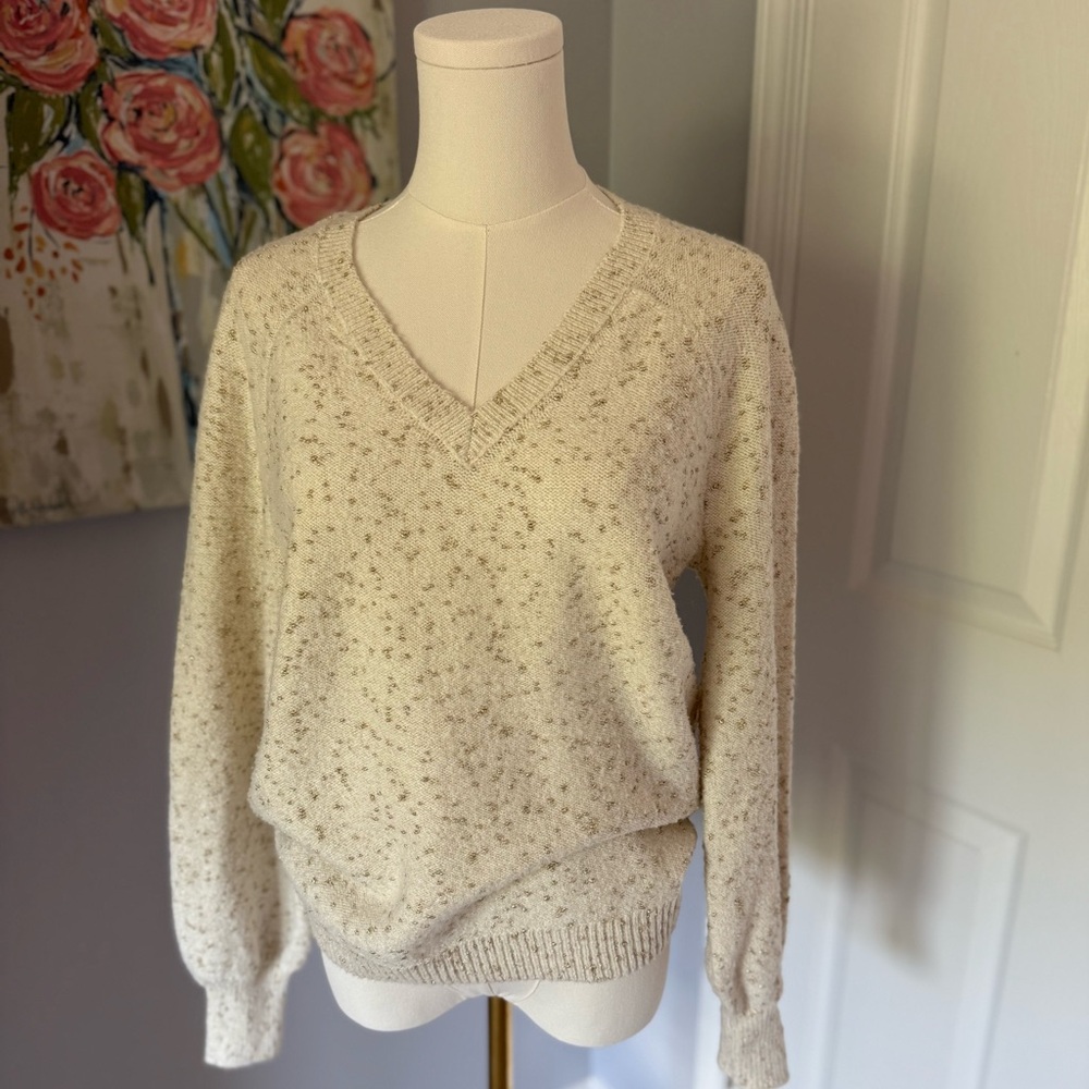 LOFT V-Neck Flecked Sweater - Size S